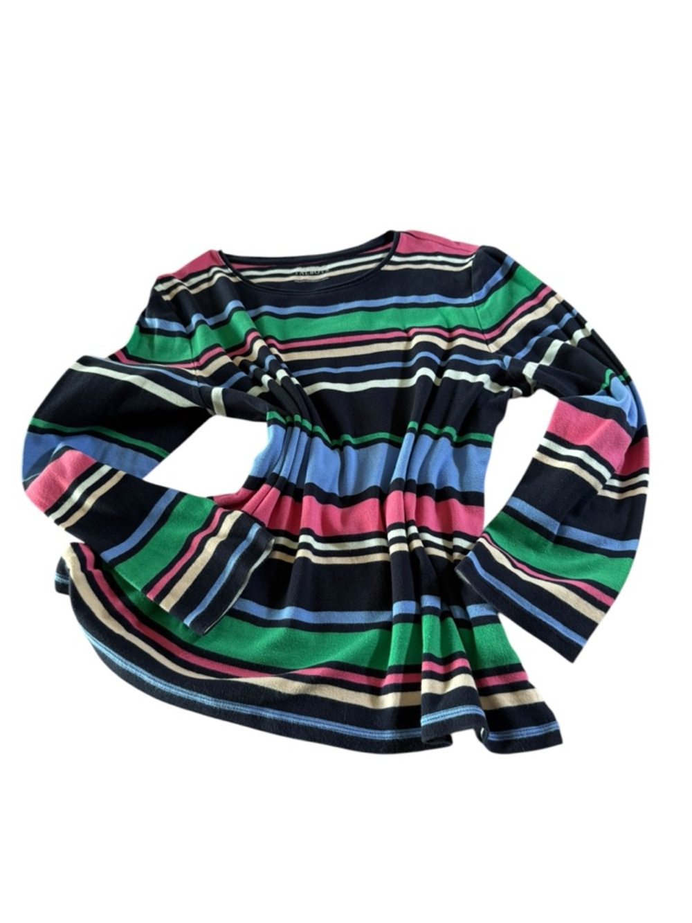 Talbots Striped Knit Tee in Navy, Cream, Pink, Green, Light Blue